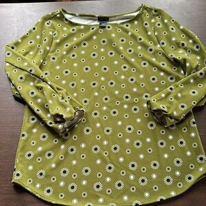 Ann Taylor Factory Women’s NWT 3/4 Sleeve Blouse Large Green Pattern